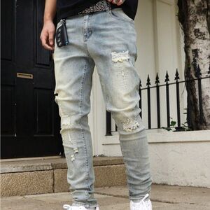 NFINITY Light Blue Distressed Skinny Jeans